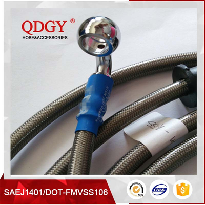 China DOT FMVSS106 approved 1/8 SAE J1401 standard colored stainless steel braided brake hose, braided bra supplier