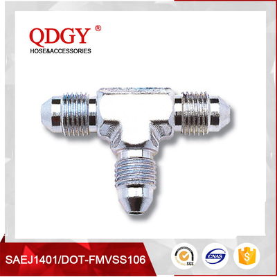 China qdgy steel material with chromed plated coating -3 AND -4 AN  SAE Brake Adapter Fittings MALE TEE supplier
