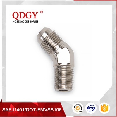China qdgy steel material with chromed plated coating  -3 and -4 AN SAE Brake Adapter Fittings stainless 45 flare 1/8 pipe supplier