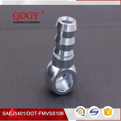 steel material 14mm single fule banjo hole to a male barb outlet brake hose fitting with Galanized plated coating supplier